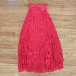 Red Crinkle Maxi Skirt